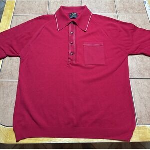 NEW Vintage 1960's Puritan Ban-Lon Knit Polo Sweater Shirt Men's Sz L Bright Red